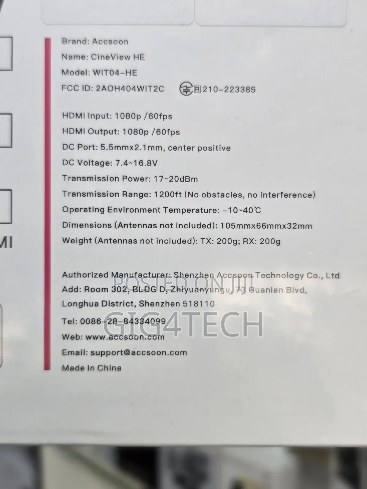 Accsoon Cineview Dual Band Transmitter and Receiver 1200ft