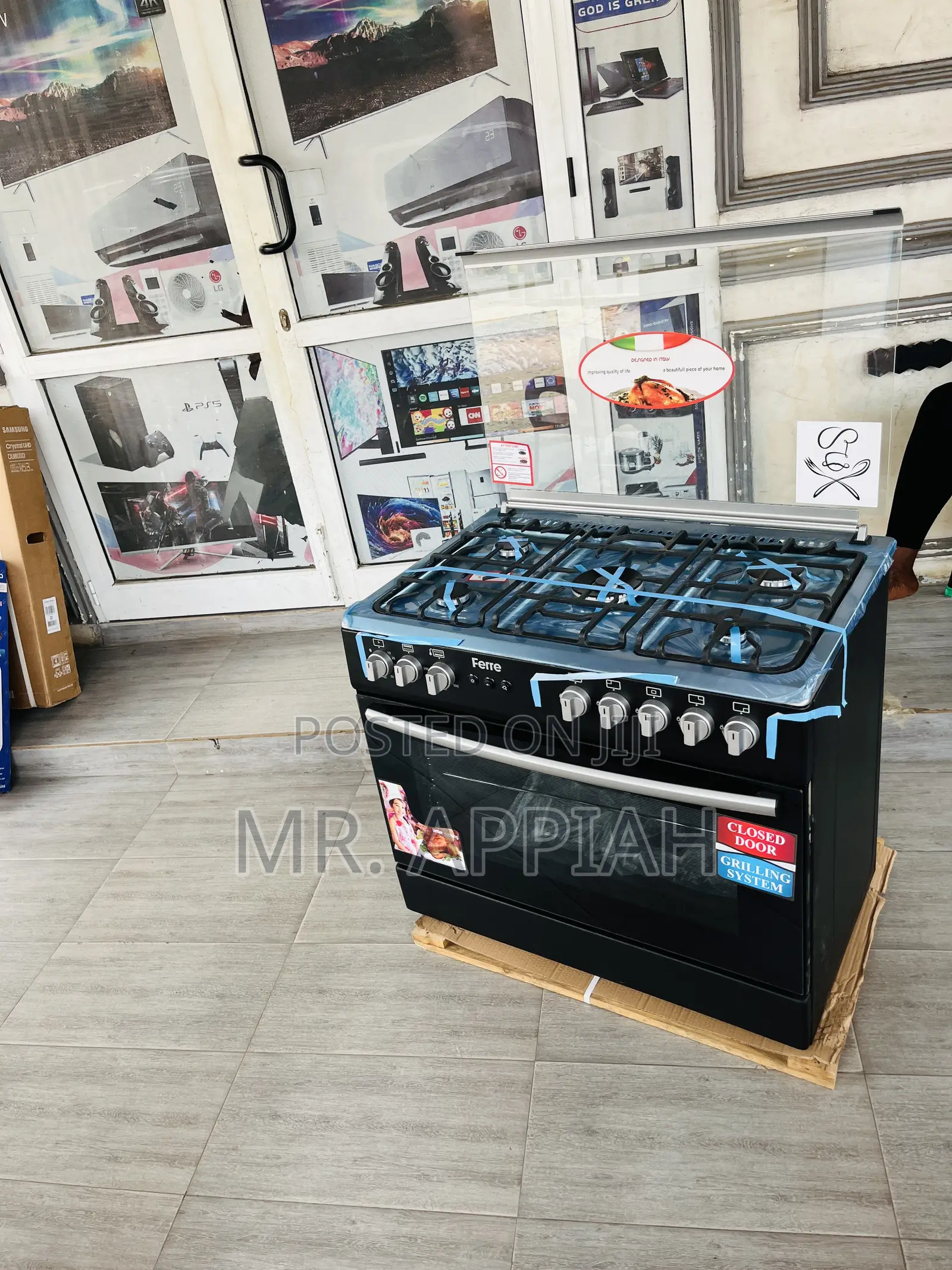Classic Ferre 60x90cm Ions 5 Burner With Oven(Black).