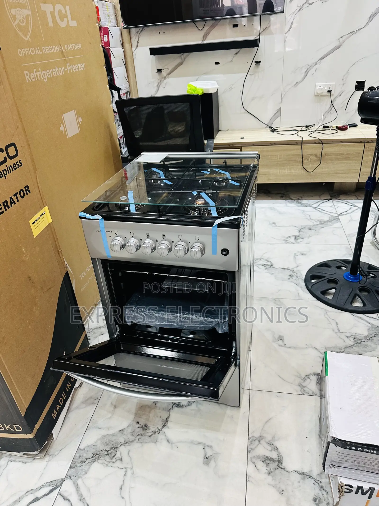 50by50 4burner Gas Cooker Oven Volcano Grey Stainless Steel