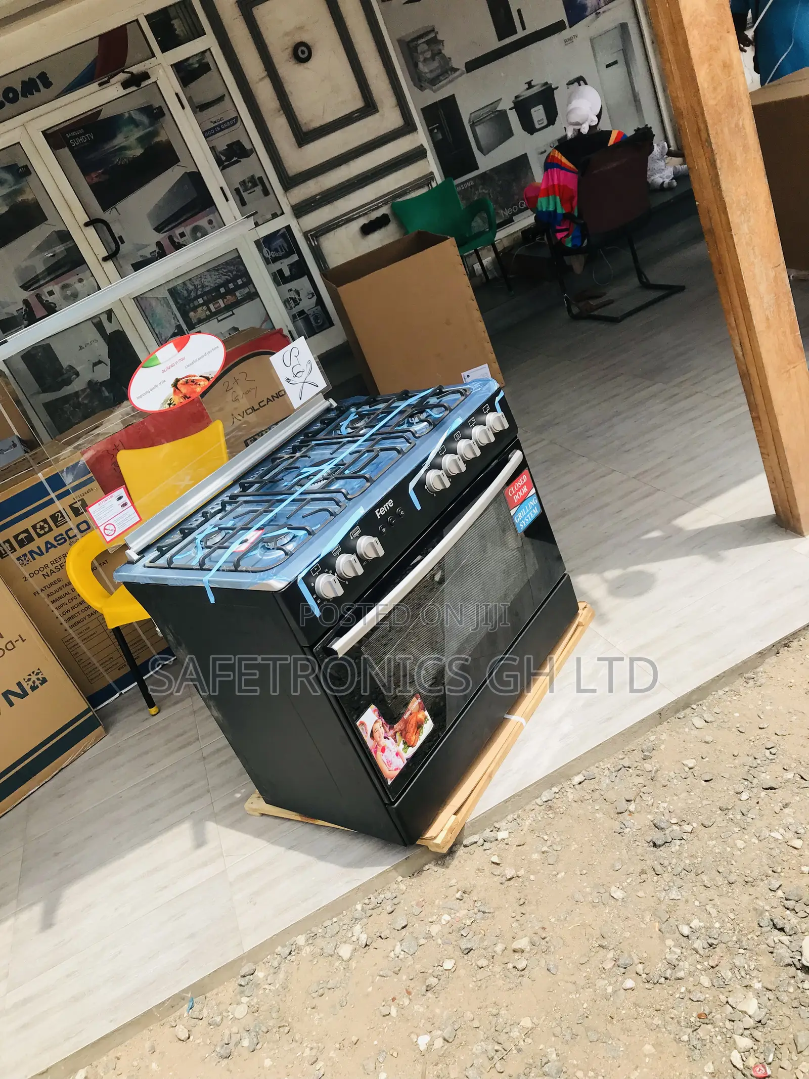 Get Affordable 60x90 Ferre Black 5 Gas Burner Oven