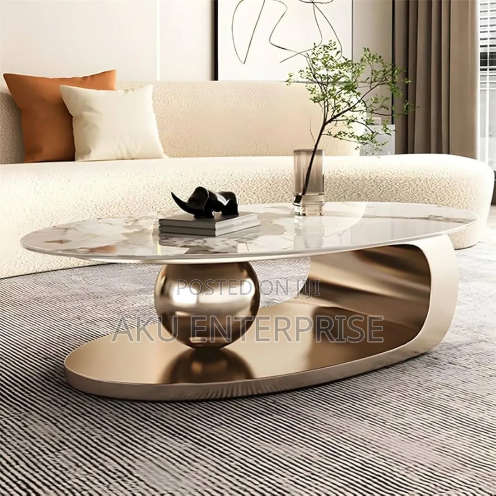 Marble Centre Table Coffee Table Gold and Black