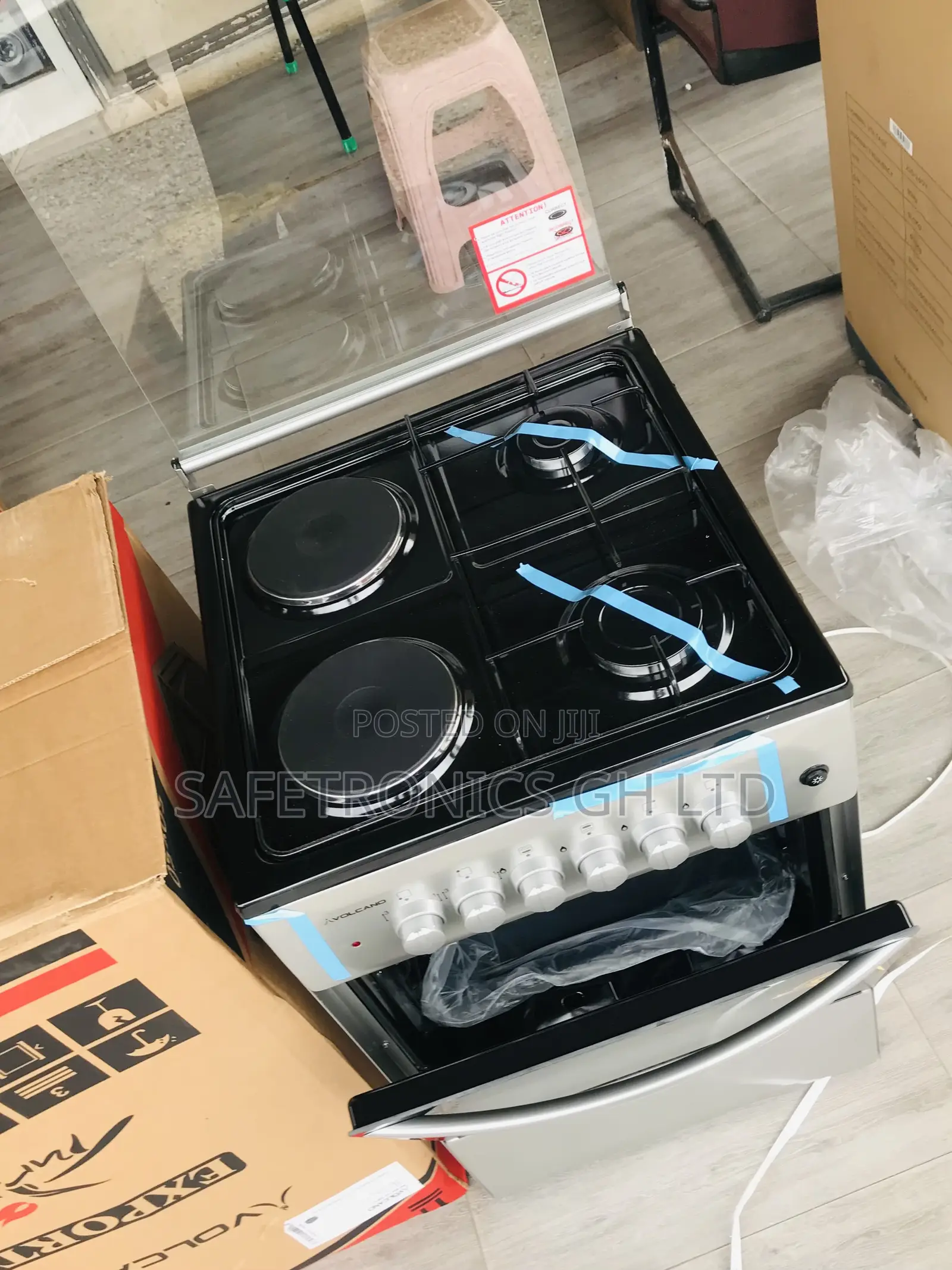 50x50 2 Gas 2 Electric Volcano Grey Turkish Oven Cooker