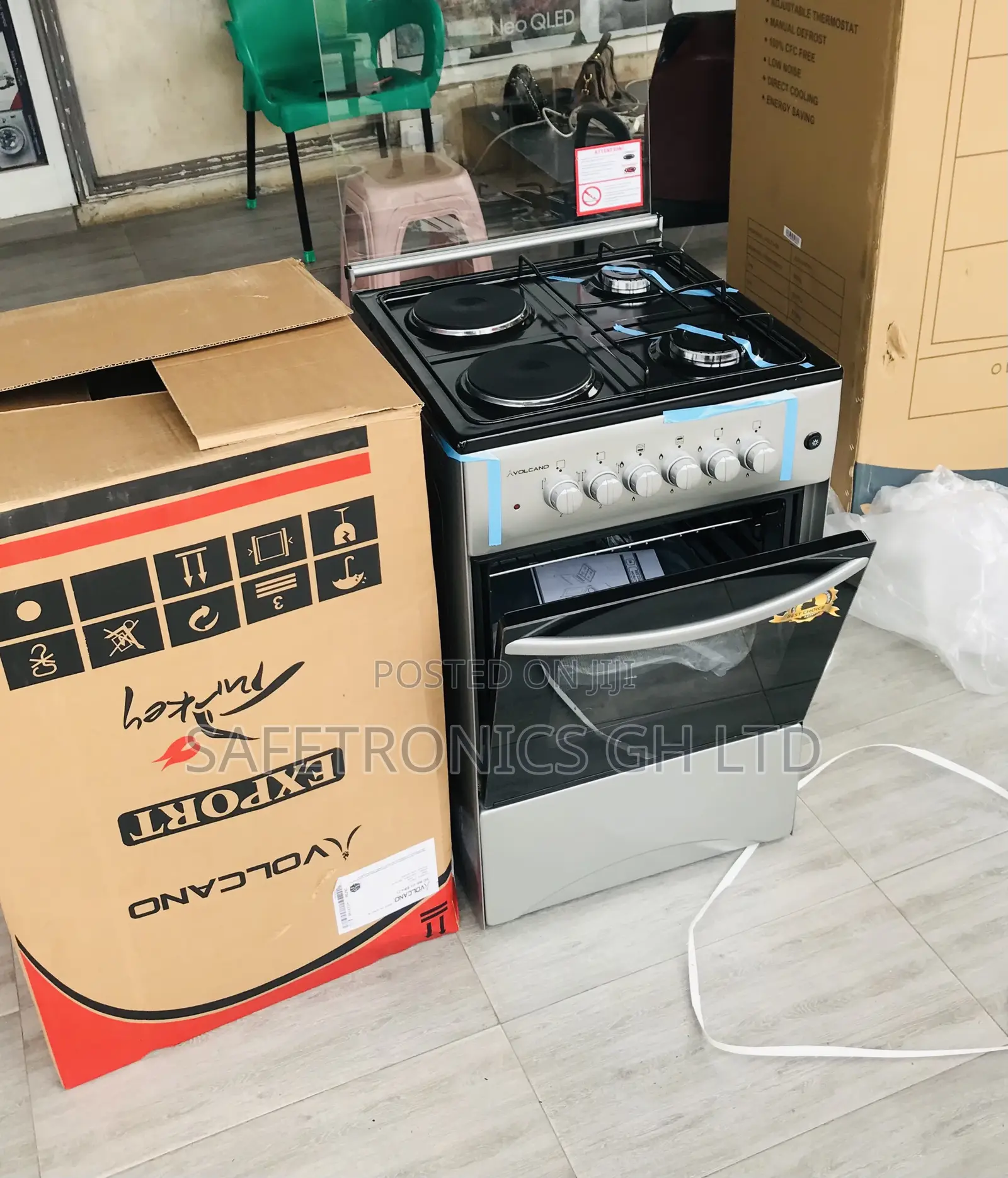 Kindly Buy Oven Volcano 2 Gas 2 Electric 50x50 Grey Turkish