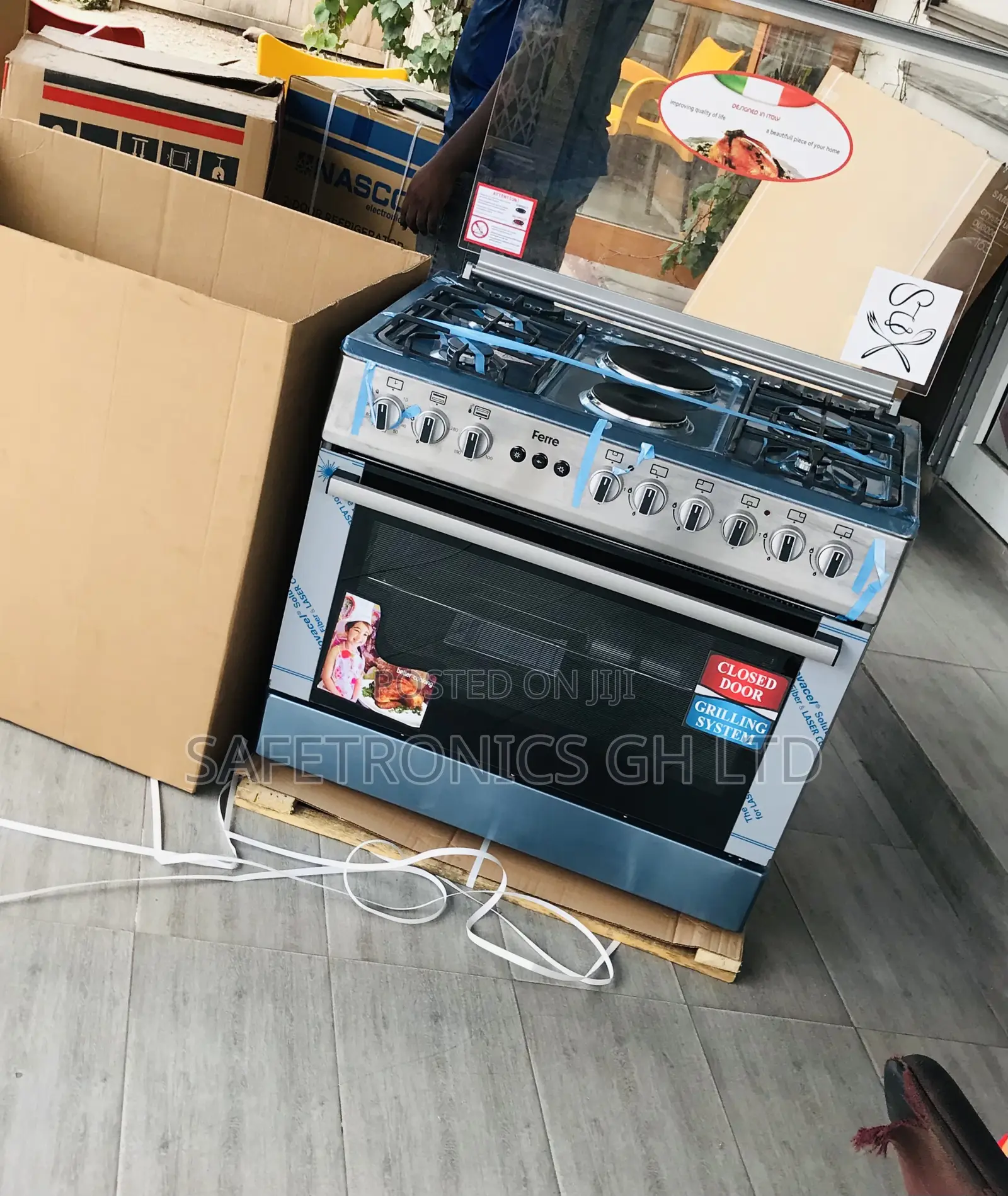 Simple Ferre Grey 60x90 2 Gas 4 Electric Oven Cooker