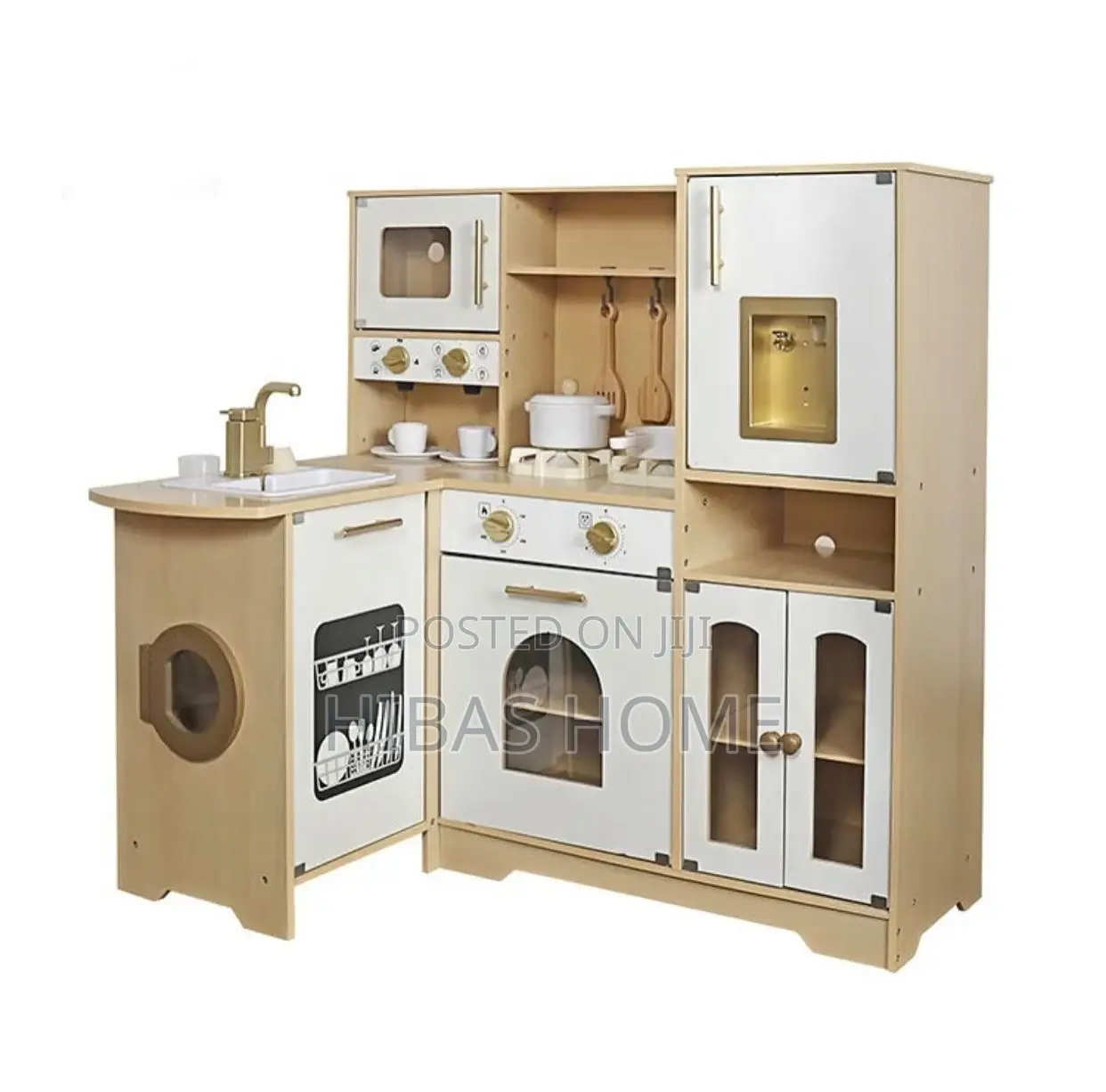 Wooden Breakfast Bar Play Kitchen With Realistic Features