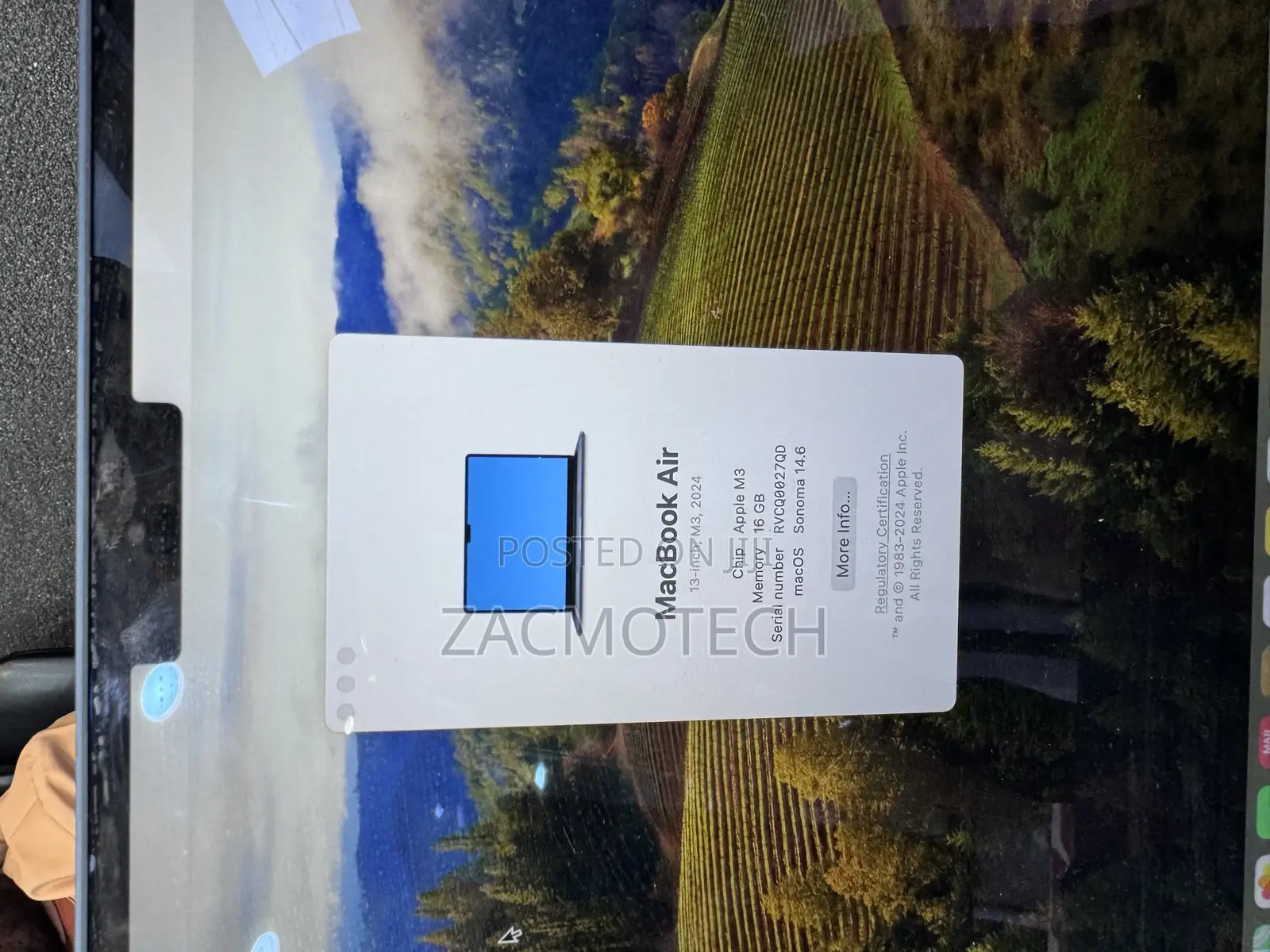 Laptop Apple MacBook Air 2024 M3 13-Inch 16GB Apple M3 SSD 256GB