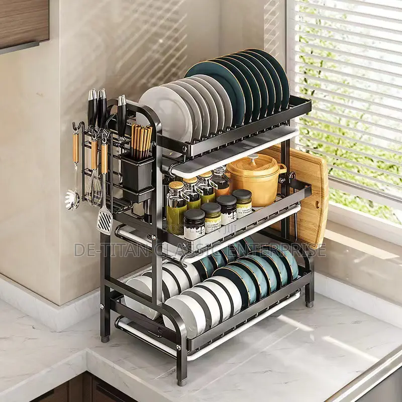 Multipurpose 3-Tier Over-Sink Dish Drying Rack - Black