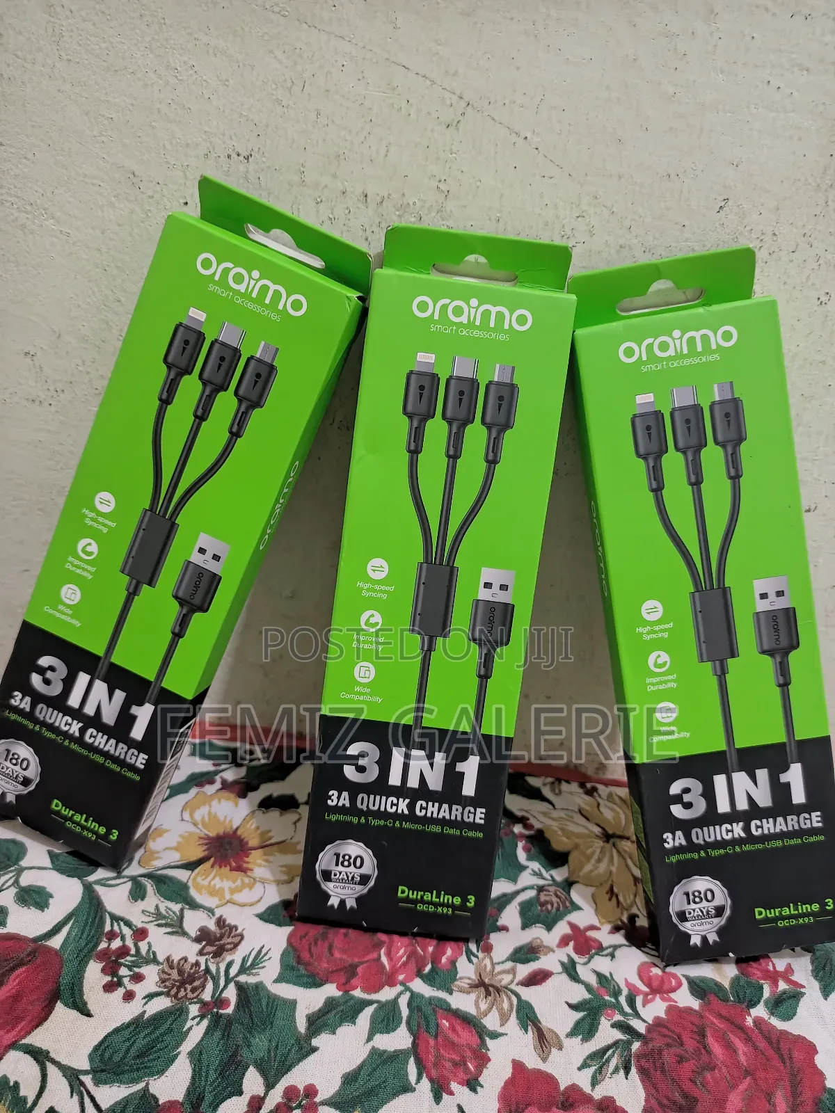 Oraimo Duraline 3a 3in1 Charging Cable 1.2m