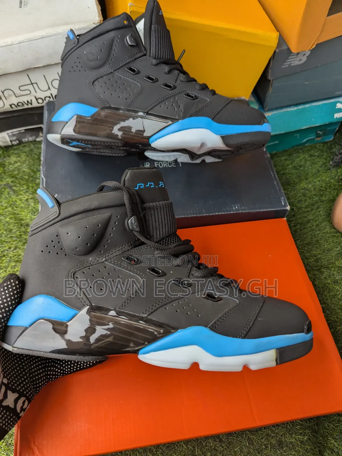 Jordan 6 Sneakers (Black and Blue)