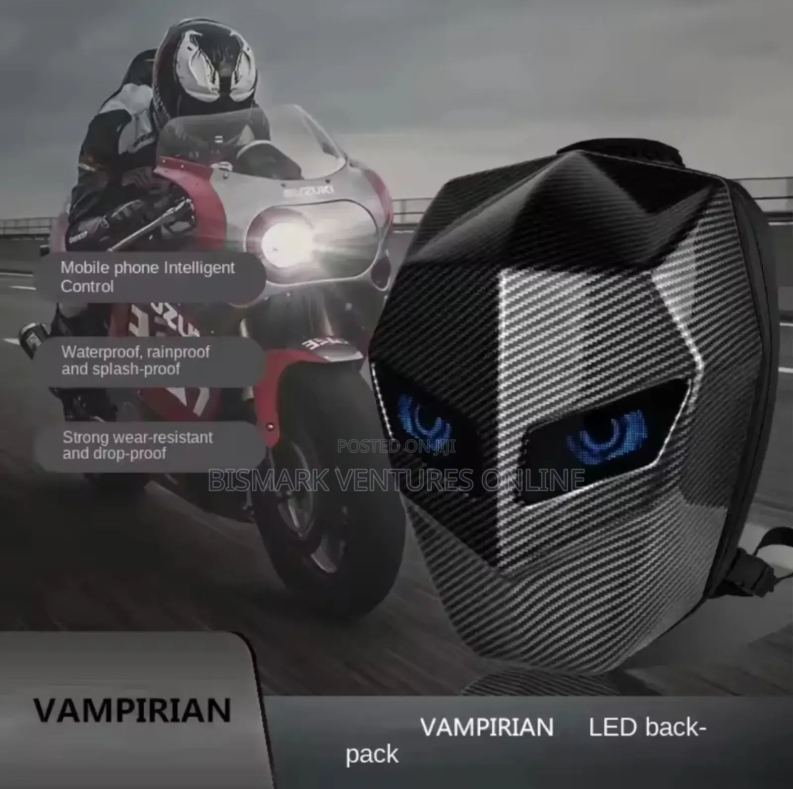 Motorcycle Backpack Carbon Fiber , Led Backpack