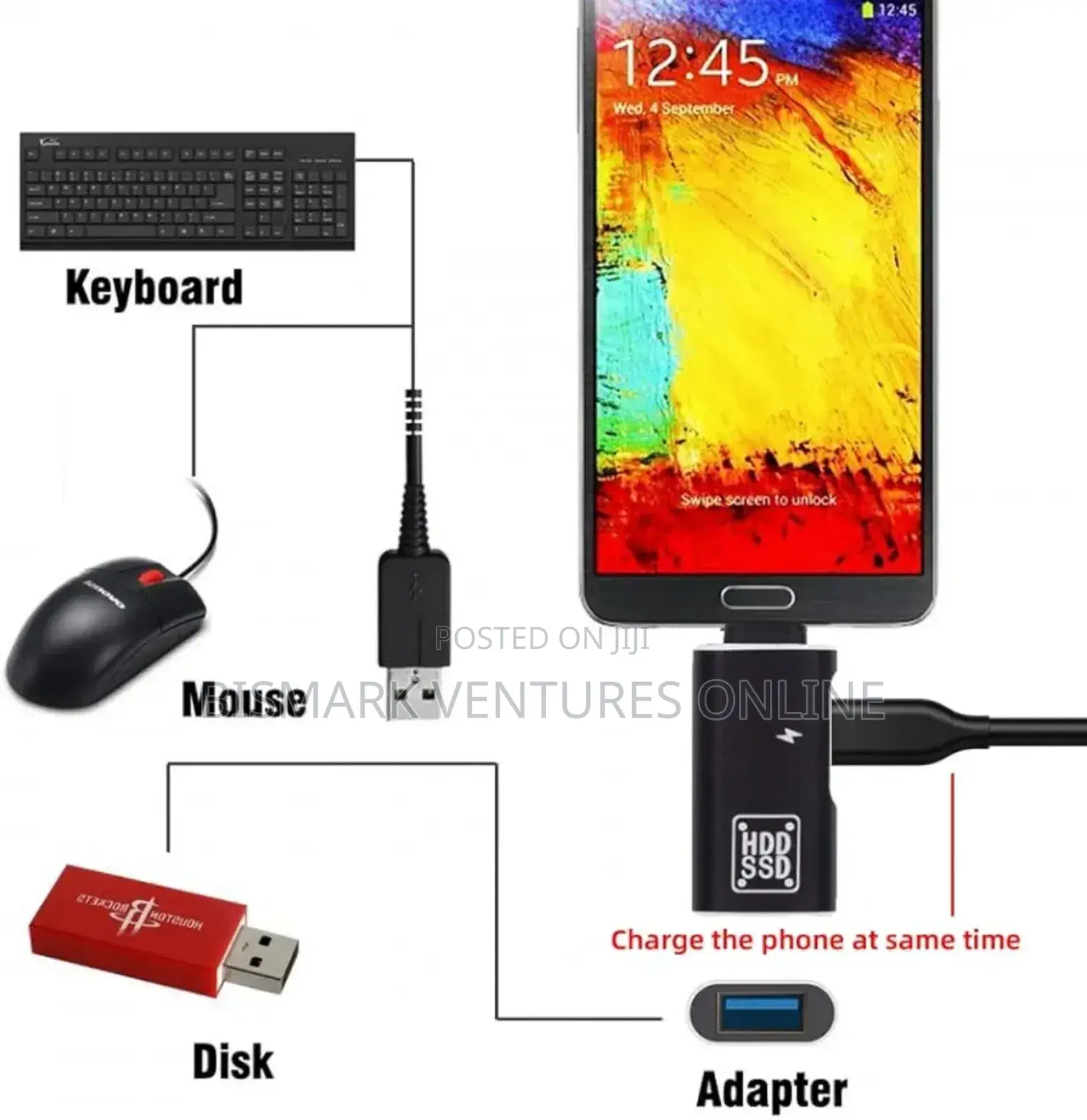 2in1 Usb-C Type-C to Usb 3.0 Female Otg Dc Power Adapter