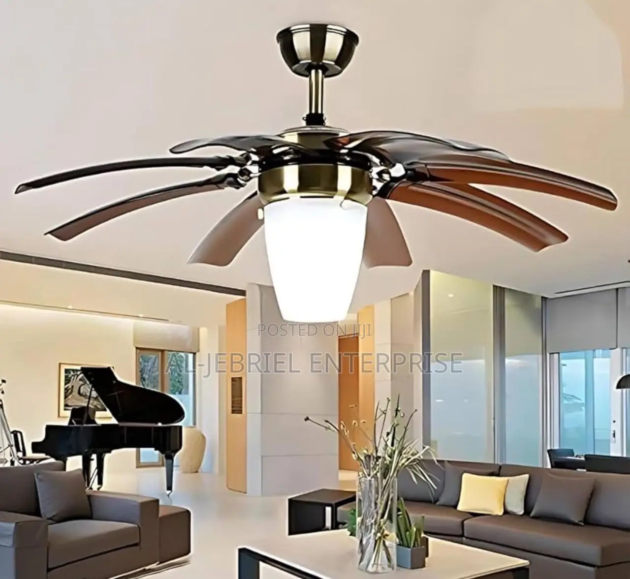 Long Blade Ceiling Fan With Led Light