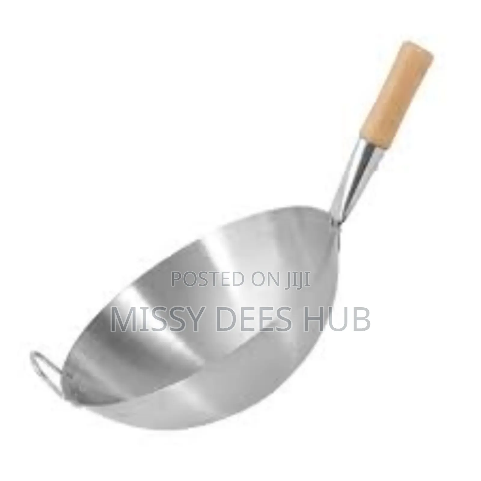 40cm Stainless Steel Wok With Long Wooden Handle