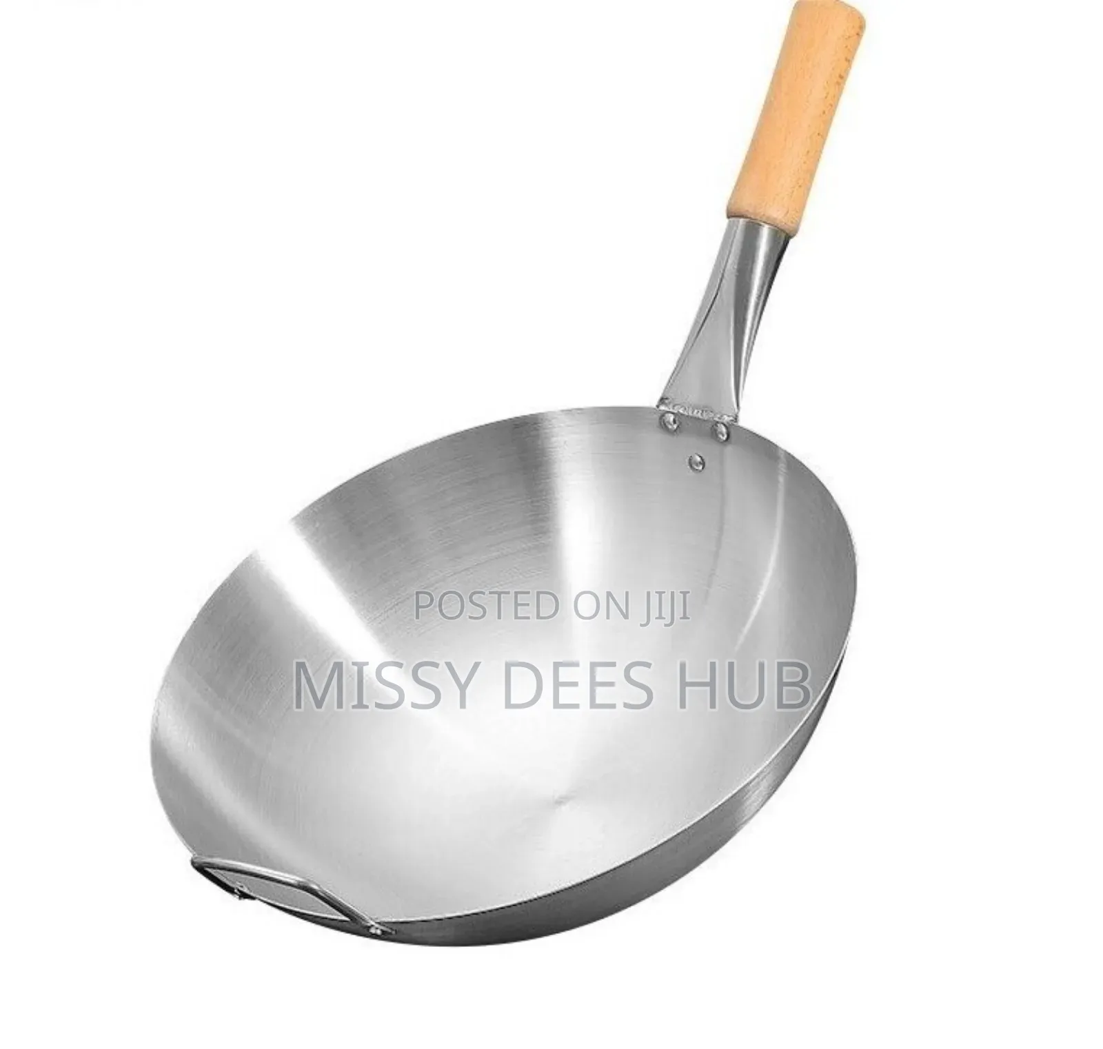 40cm Stainless Steel Wok With Long Wooden Handle
