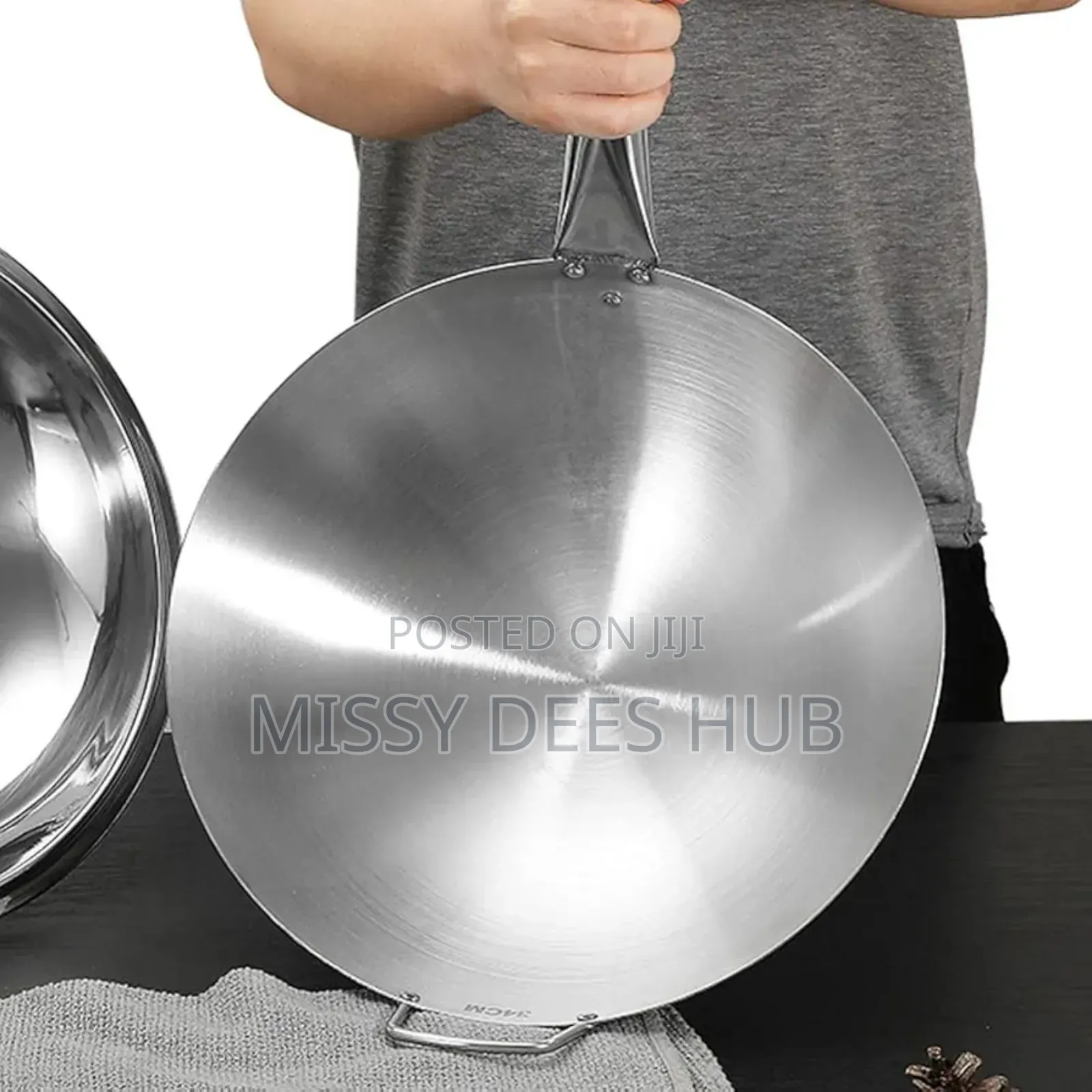 40cm Stainless Steel Wok With Long Wooden Handle