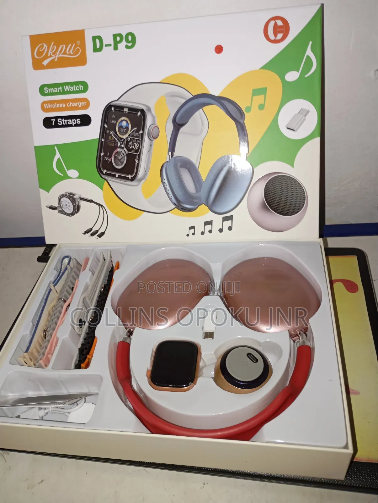 Okpu D-P9 Smart Watch With P9 Headset Bt Speaker - Pink