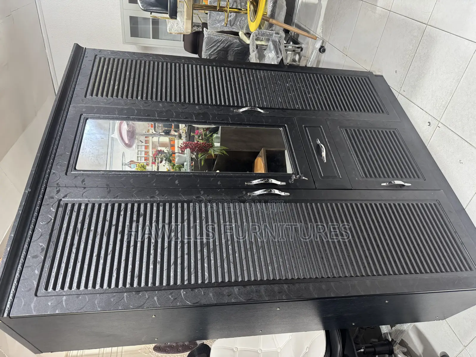 3-1 Wooden Black Wardrobe