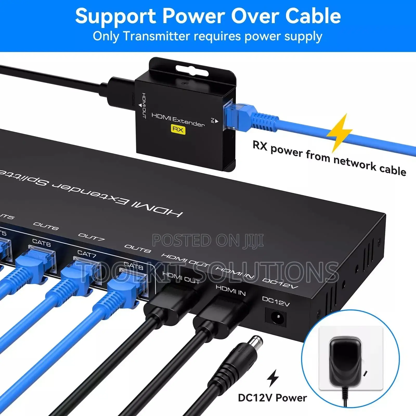 1x8 Hdmi Extender Splitter Over Cat6/7 Up to 165ft