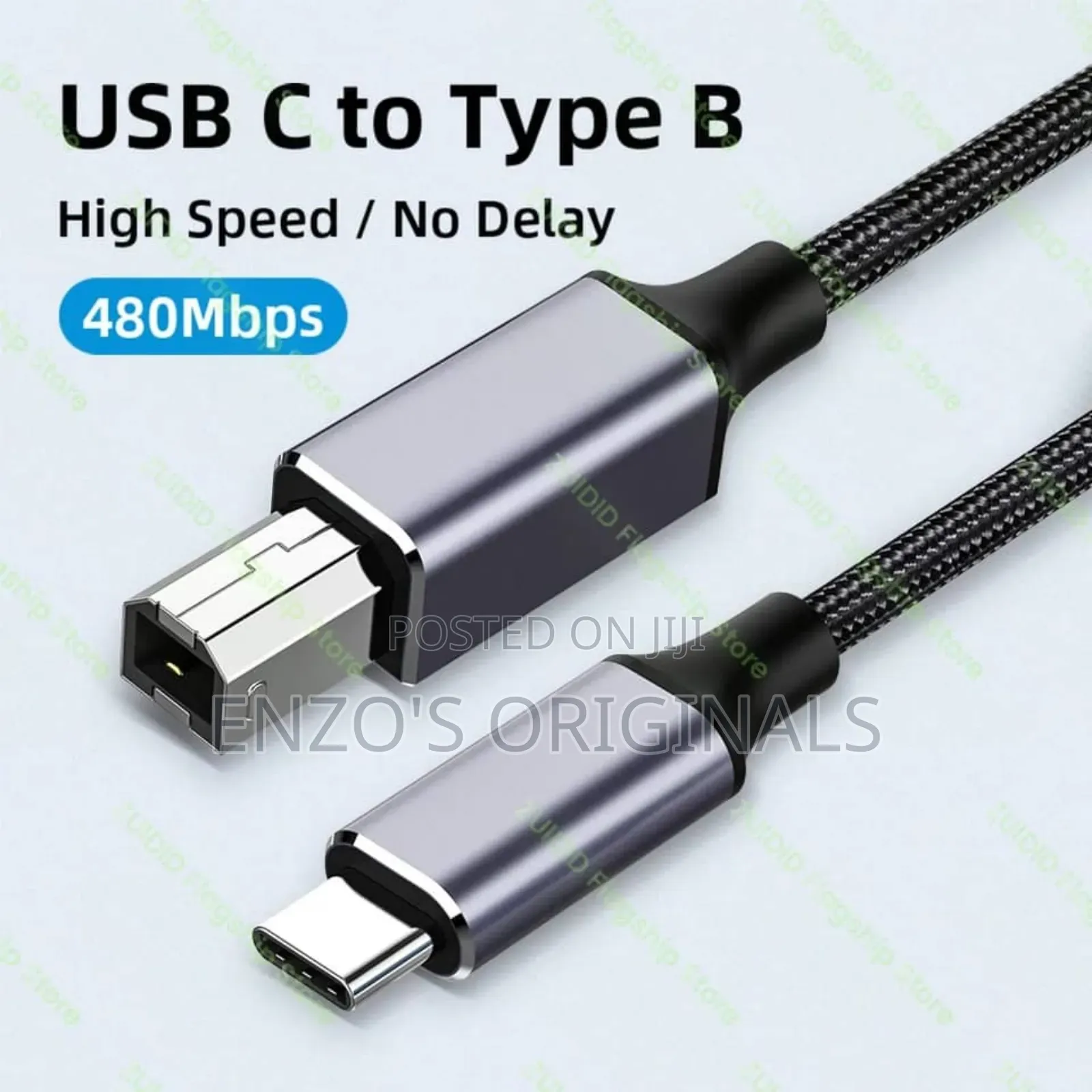 Usb-C to Printer Cable Usb Type B 2m Length Braided High Quality