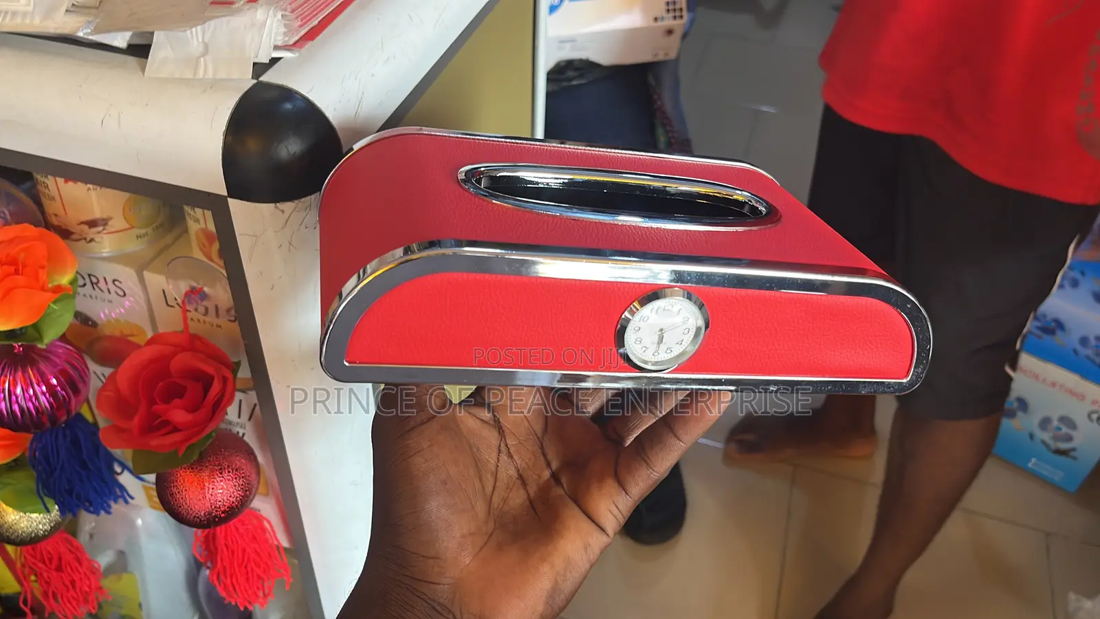 Red Tissue Case With Watch for Homes Office and Cars