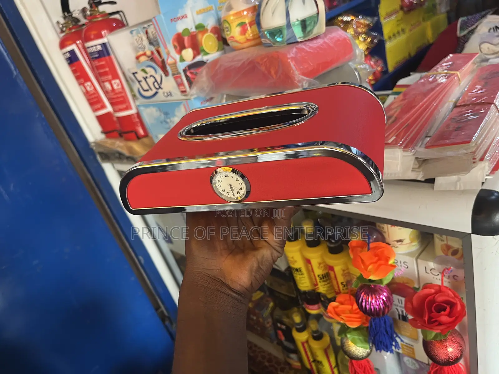 Red Tissue Case With Watch for Homes Office and Cars