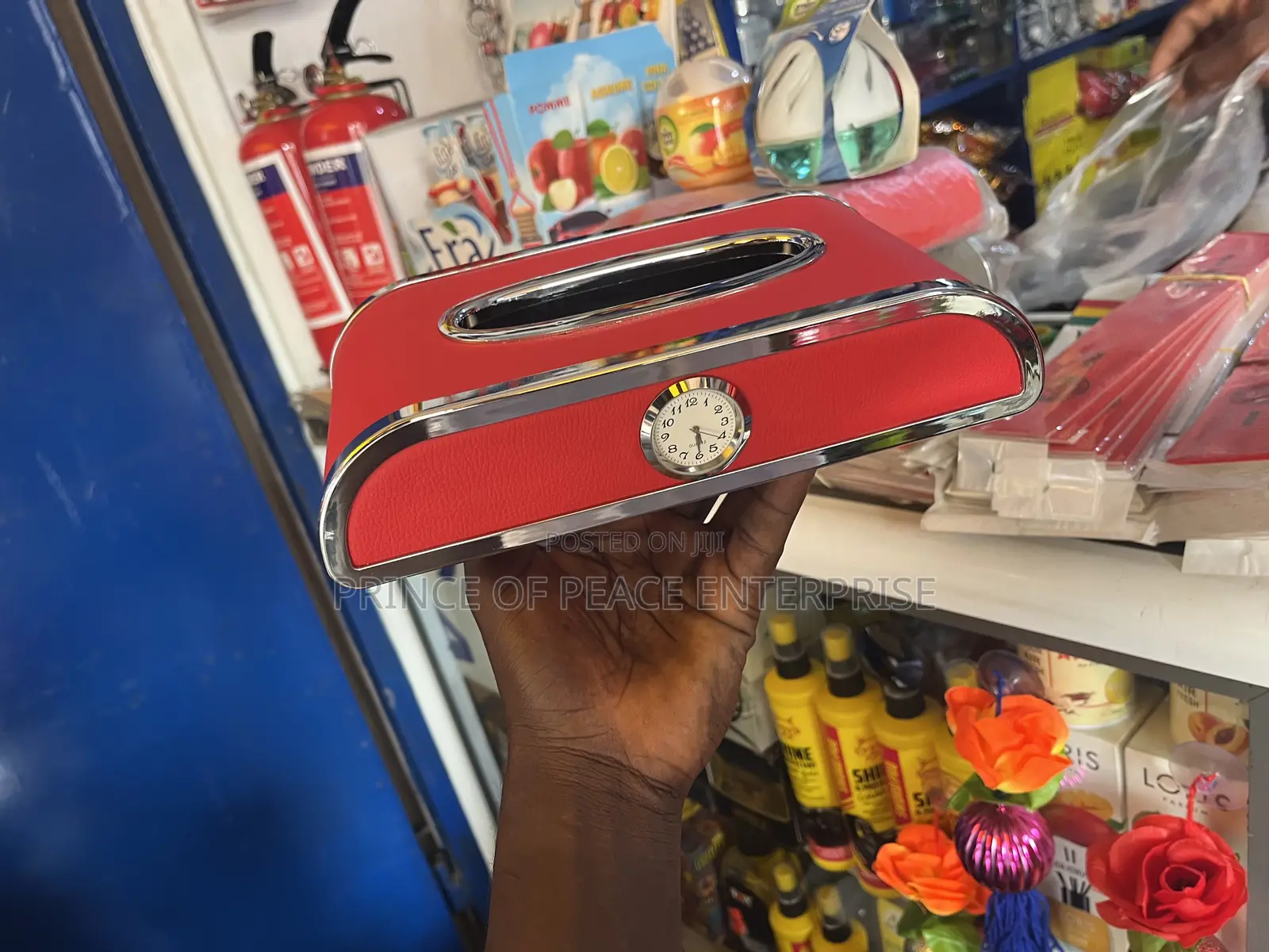 Red Tissue Case With Watch for Homes Office and Cars