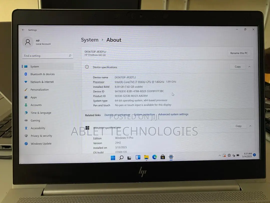 Laptop HP EliteBook 840 G6 8GB Intel Core i7 SSD 256GB