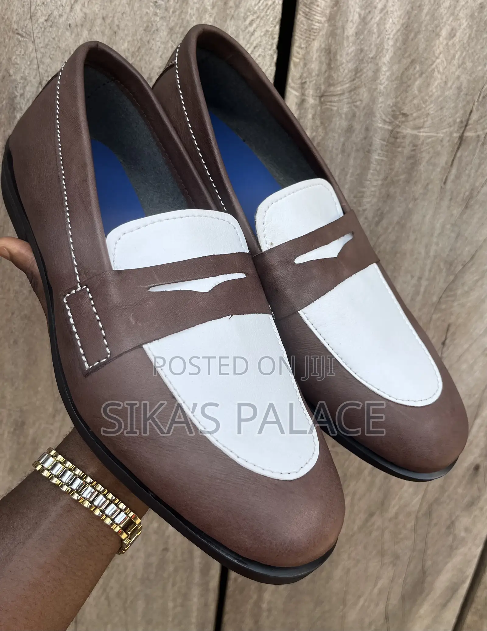 Brown and White Leather Combo Shoe