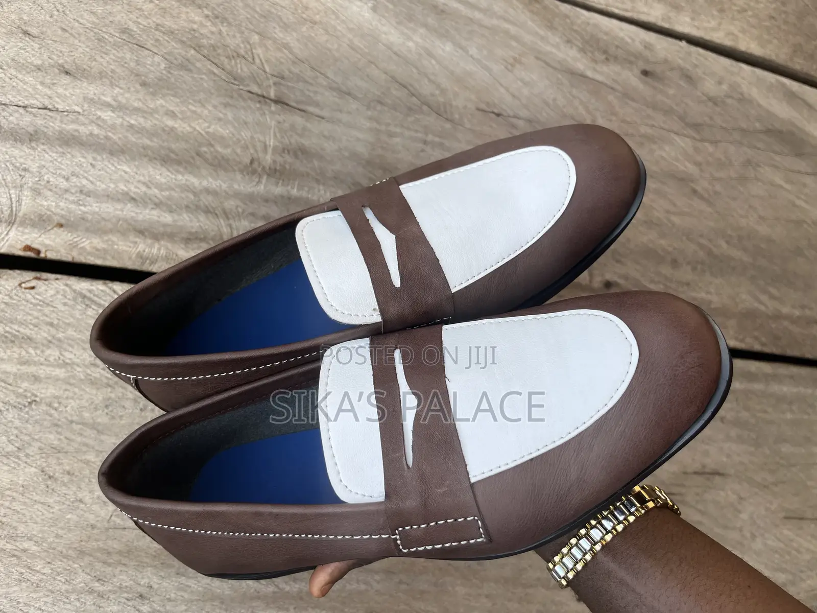 Brown and White Leather Combo Shoe
