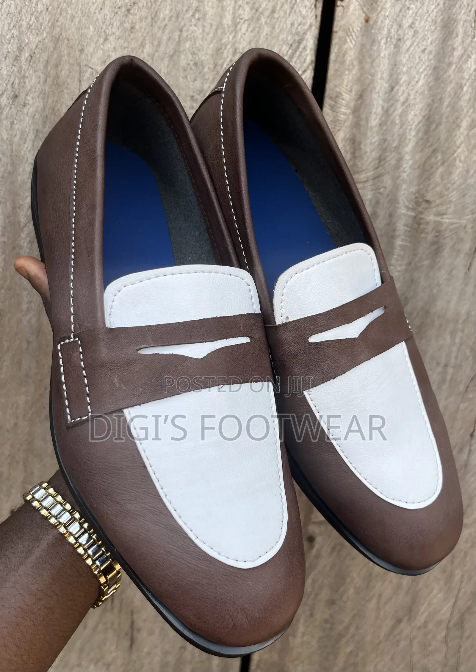 Coffee Brown and White Leather Shoe