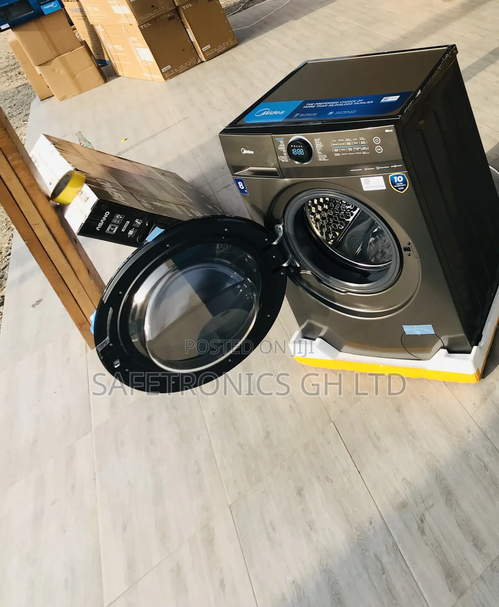 Grey Midea 8kg Front Load Fullauto Inverter Smart Washer