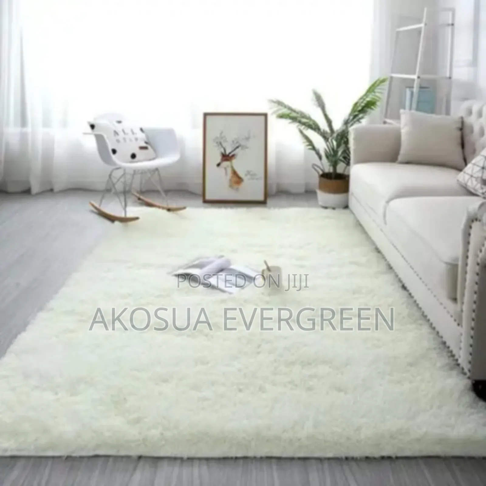 White Cream Fluffy Carpet Available