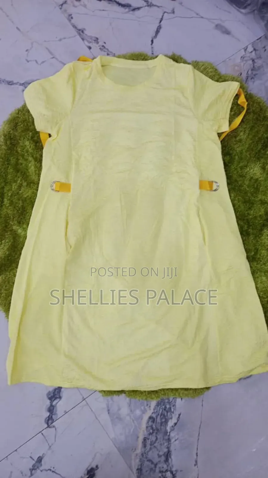 Ladies Beautiful Flur Fluffy Knee Yellow Dress