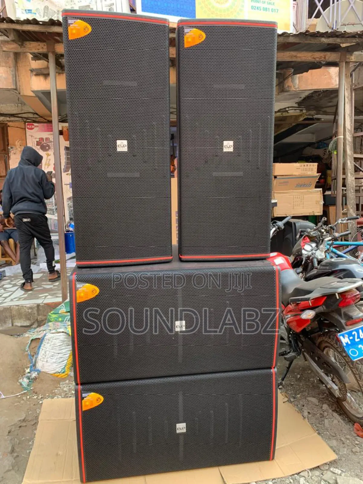 Full Set of JBL Speakers With Amps, Rack, Microphone All