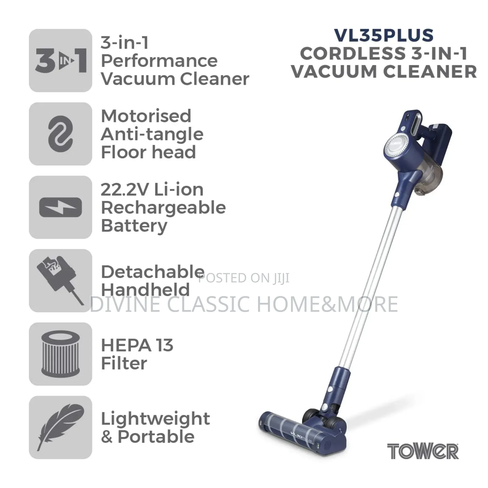 Tower Cordless 3-in-1 Vacuum Cleaner 1l, 22.2v