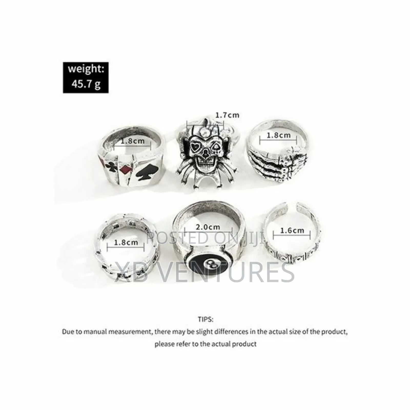 Fashion Heavy Metal Hip Hop Ring Set for Men - Silver