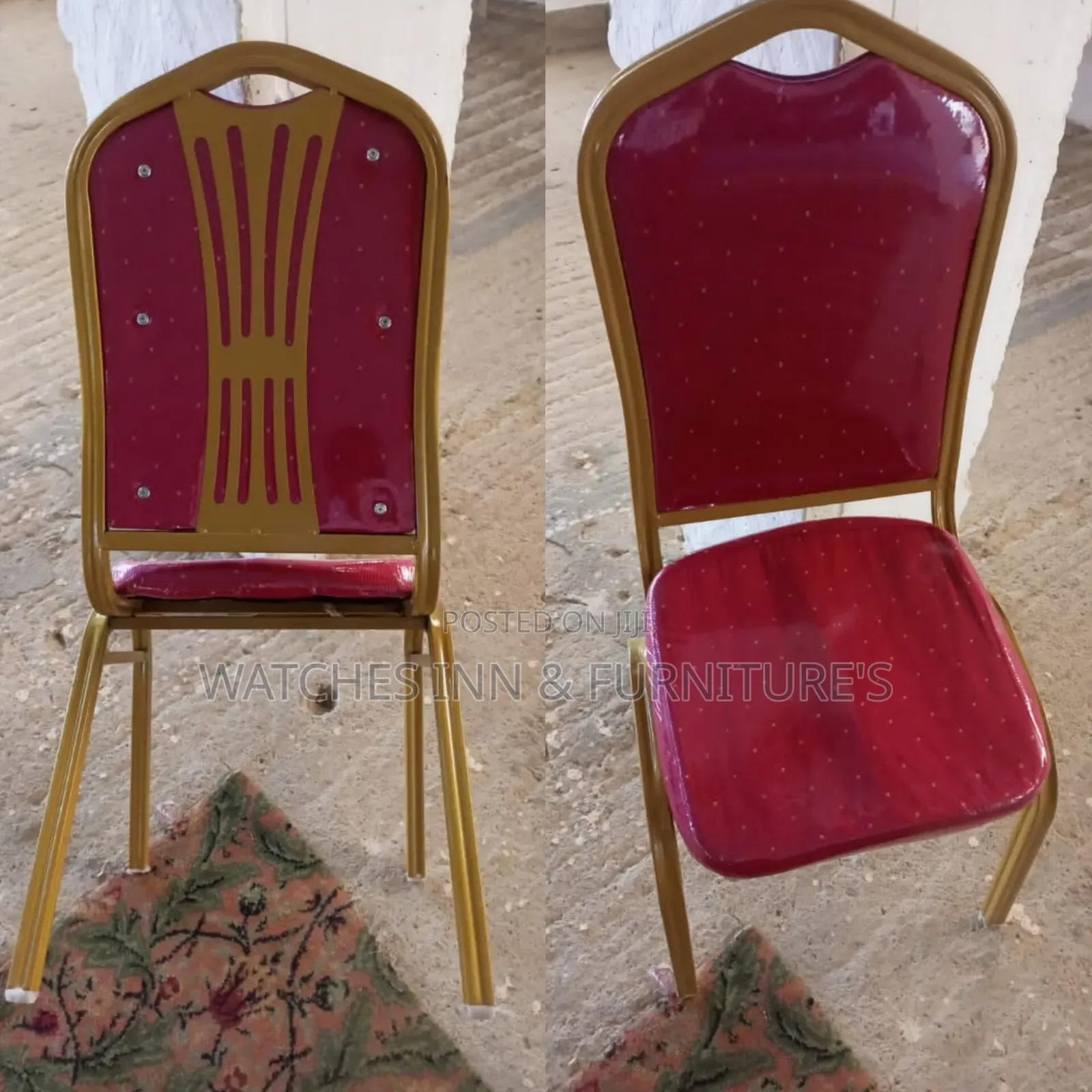 Church Chair With Metal Frame at Back