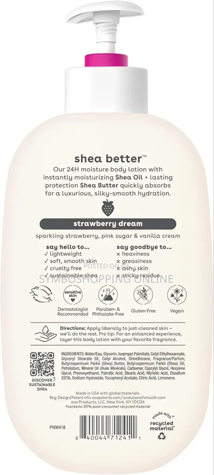Eos Shea Better Body Lotion- Strawberry Dream 473ml