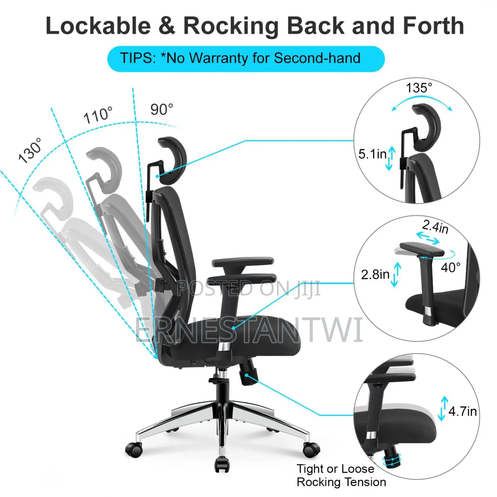 Ticova Ergonomic Mesh Office Chair From Uk