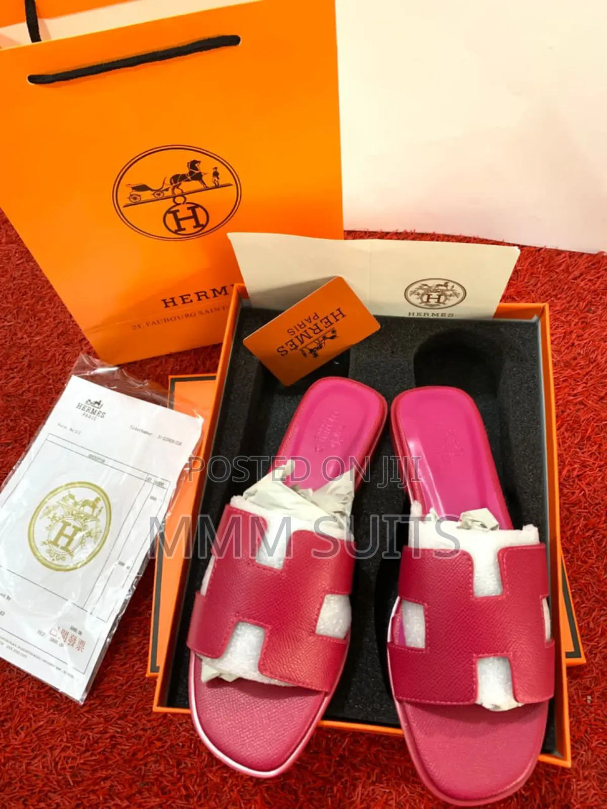 Pink Hermes Slippers Fresh in Box