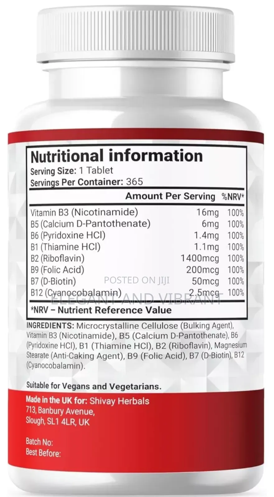 Vitamin B Complex 365, B1 B2 B3 B5 B6 B12 Folic Acid, Biotin