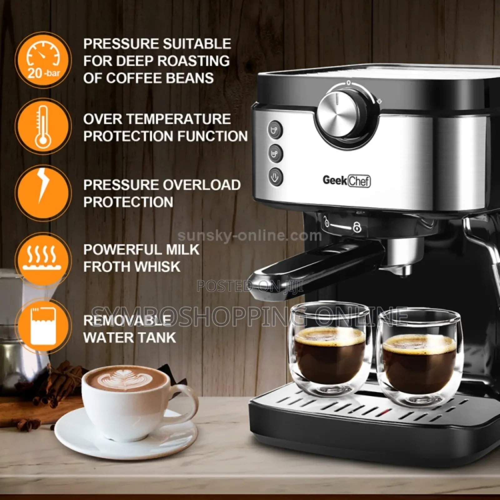 Geek Chef Espresso Coffee Maker Silver