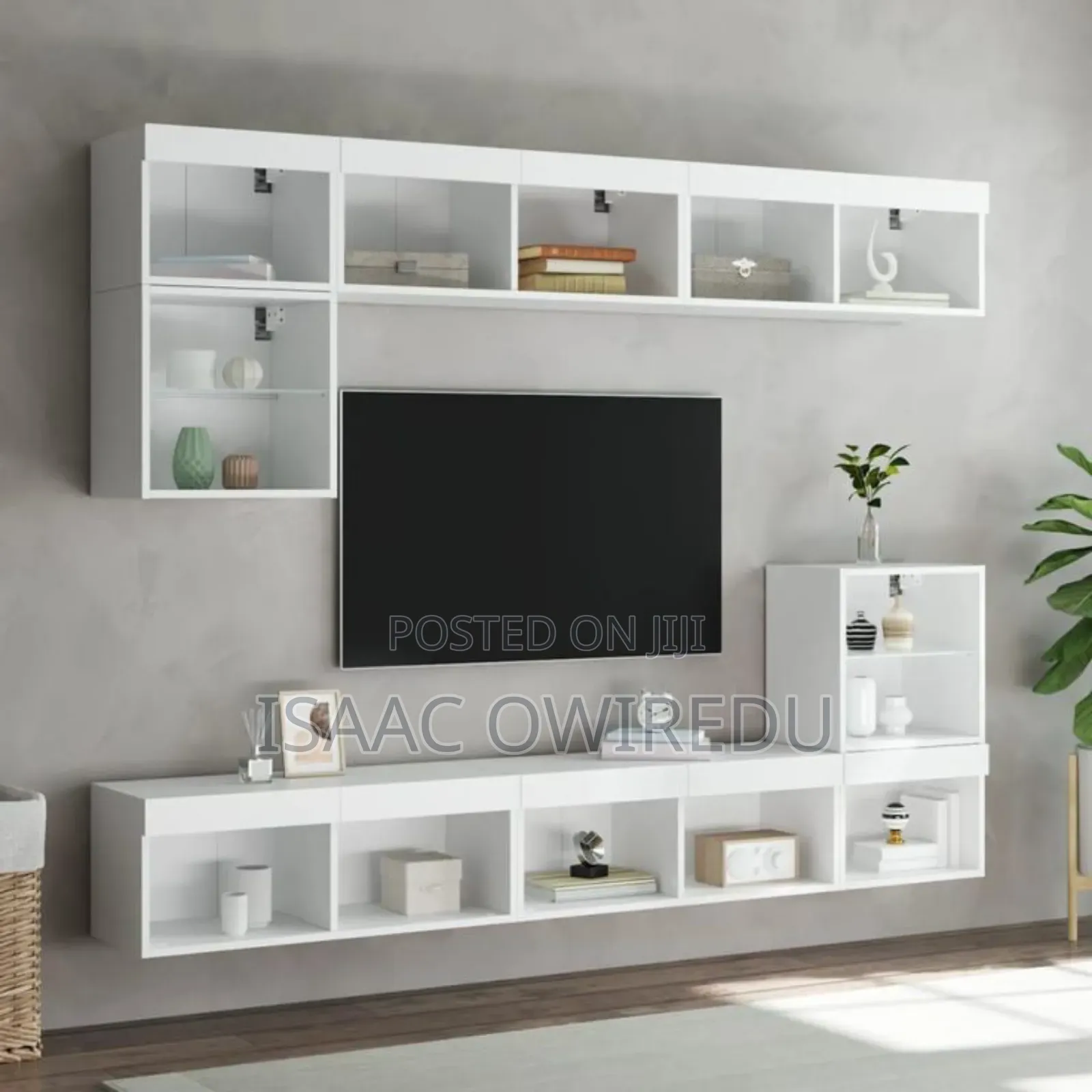 Television Wall Mount Design With Multi Shelves