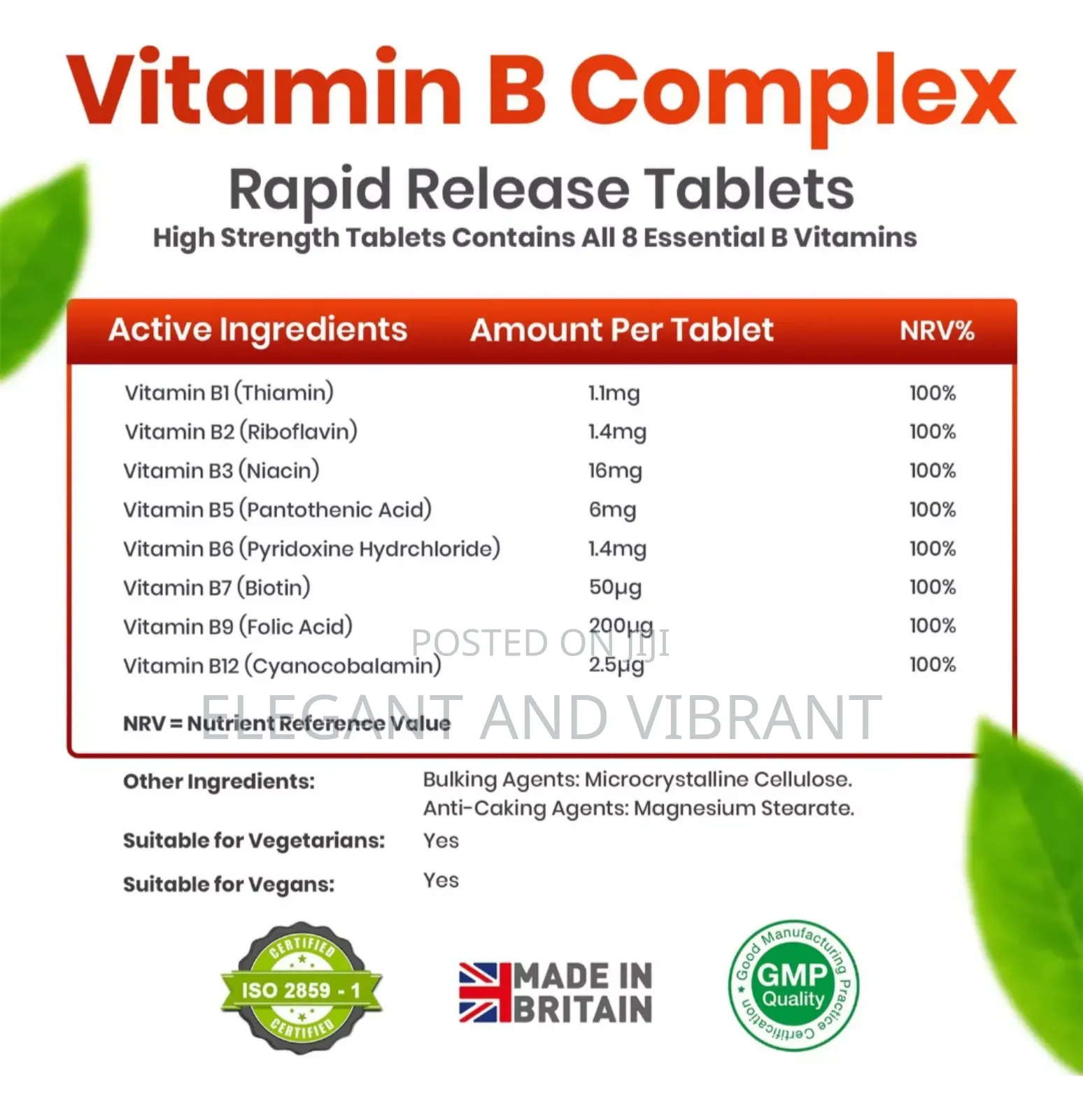 Vitamin B Complex 180 High Strength B1 B2 B3 B5 B6 B7 B9 B12