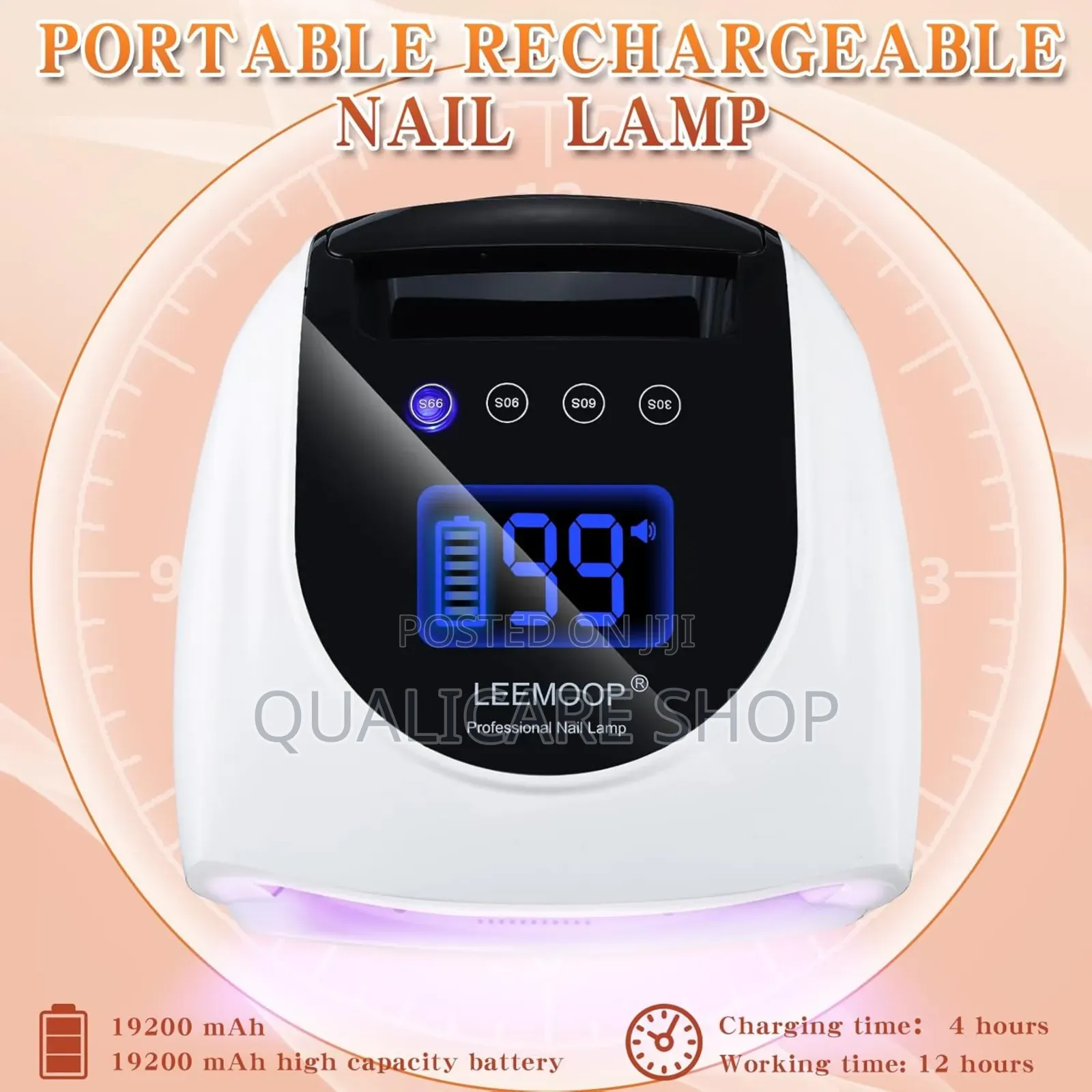 Rechargeable Cordless Uv Led Nail Lamp, 96w