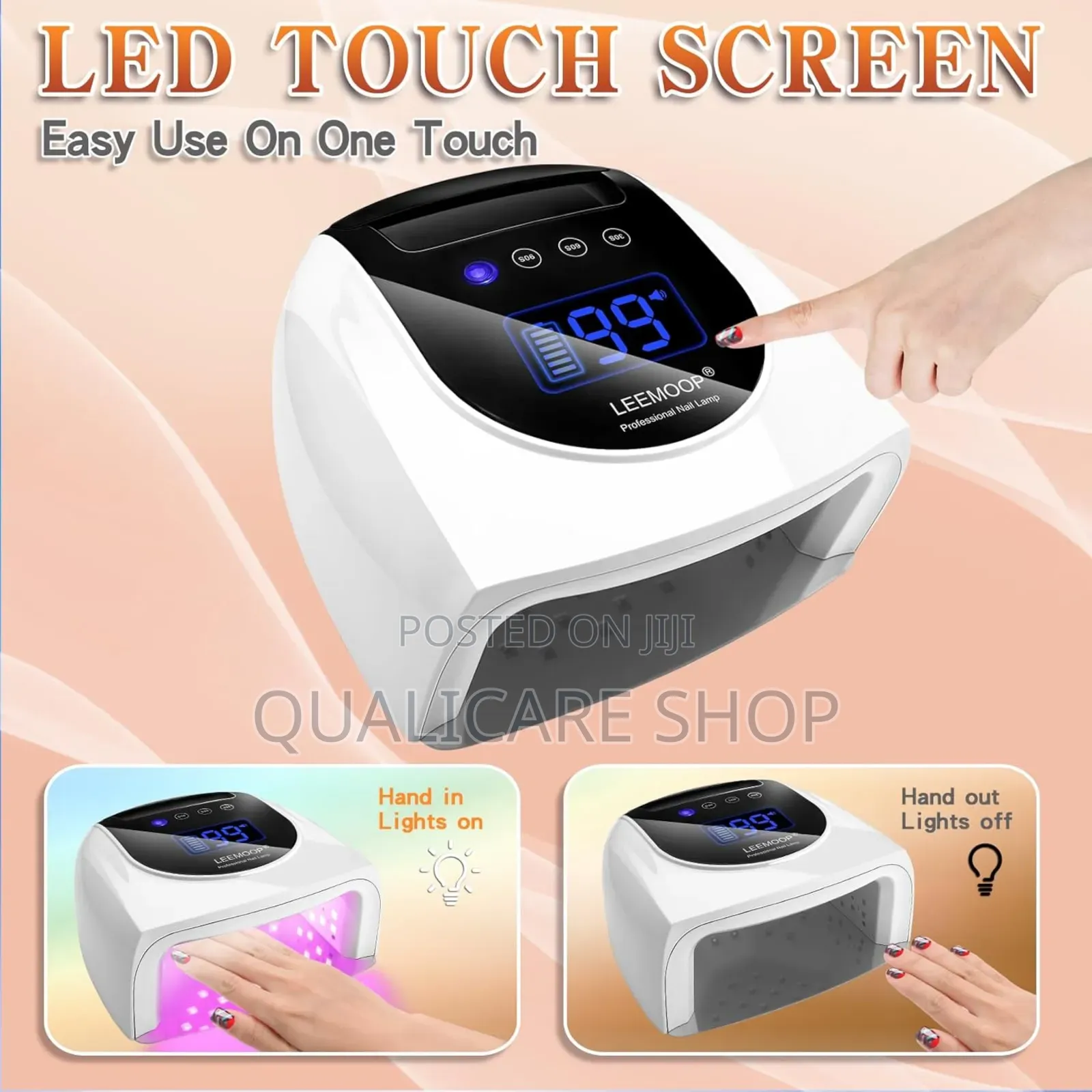 Rechargeable Cordless Uv Led Nail Lamp, 96w