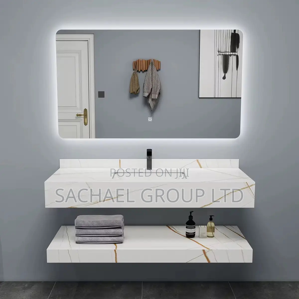 Marble Cabinets Basin With Led Mirror