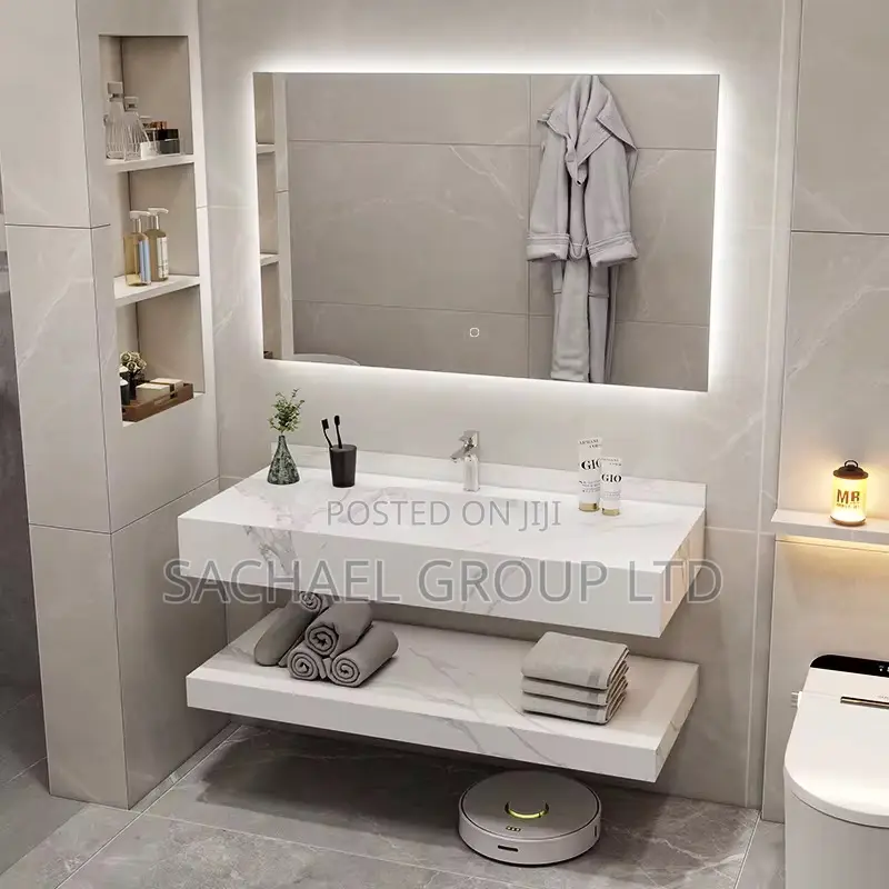 Marble Cabinets Basin With Led Mirror
