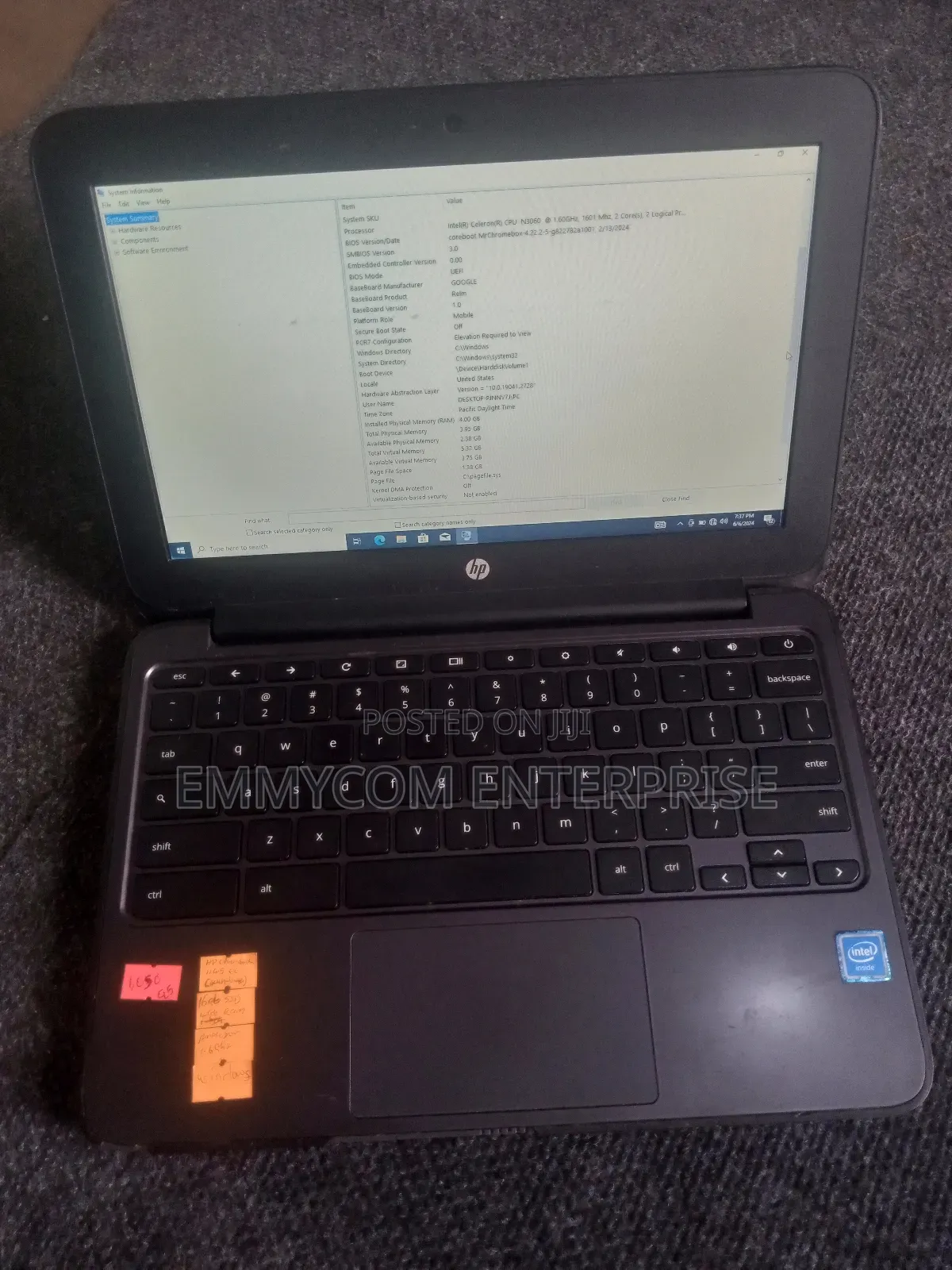 Laptop HP Chromebook 11 G5 EE 4GB Intel SSD 16 GB