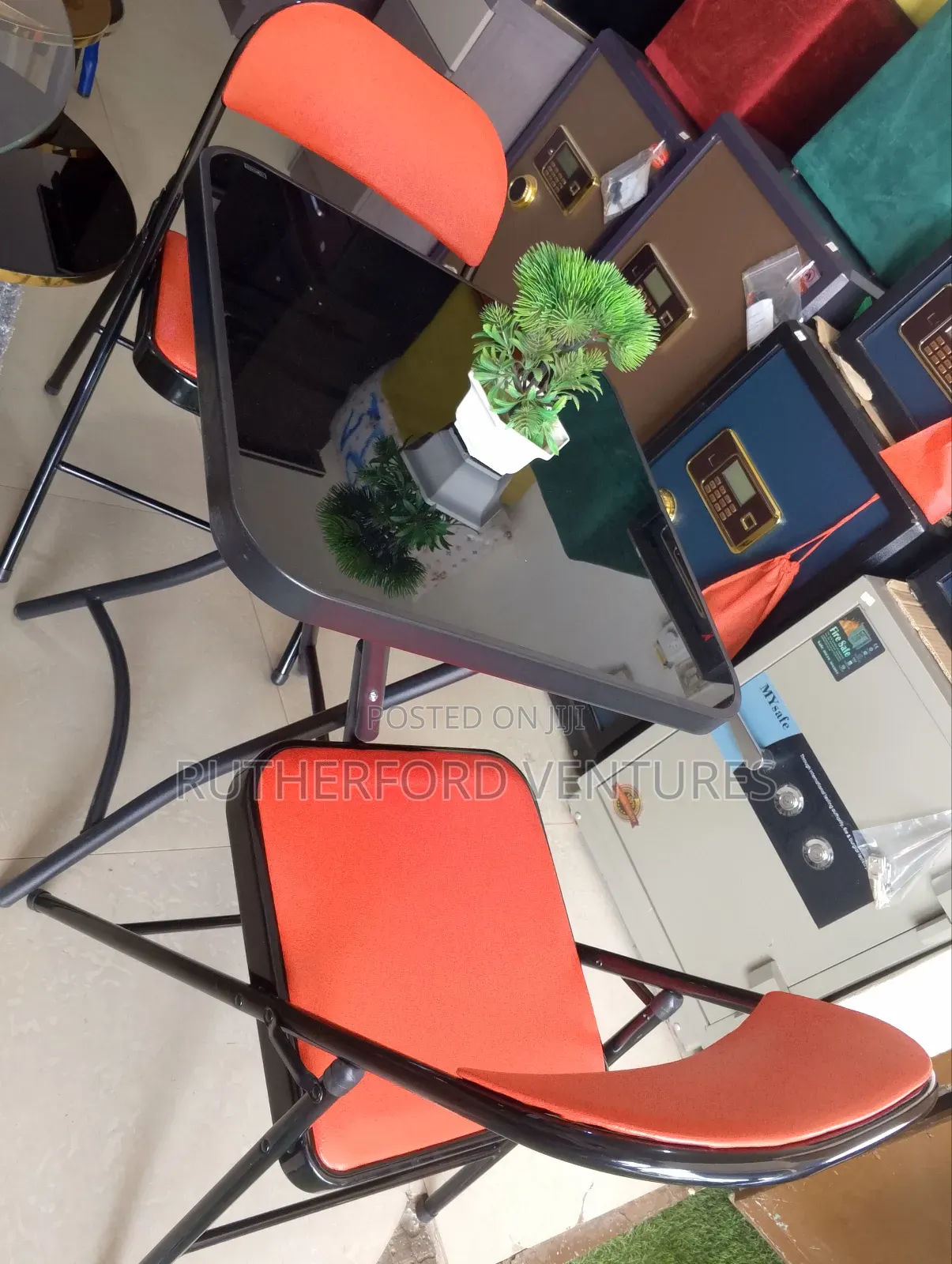 Black Table With Red Chair